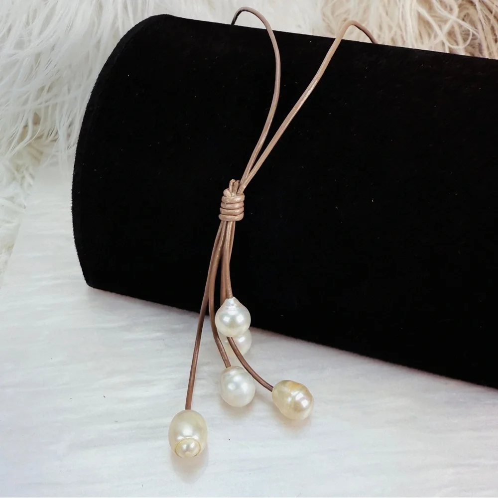 Magnetic closure faux freshwater pearl drop necklace